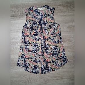 Ember Sleeveless Paisley Blouse Button Down